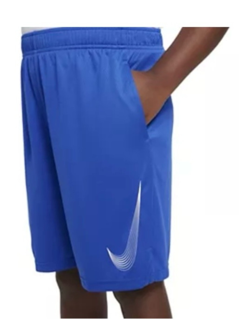 Nike Dri FIT Boys L Shorts - Logo Blue Lightweight Performance Shorts - NWT